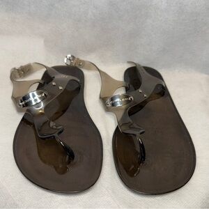 Women’s Metallic MK Plate Jelly Sandals Bronze Size -8 beach Goddess